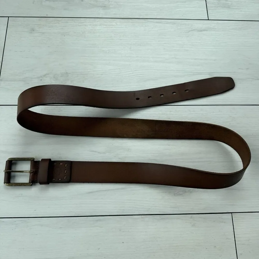 Timberland Men's Size 46 Brown Genuine Leather Casual Work Belt